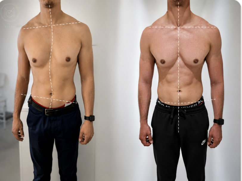 Before and after body transformation